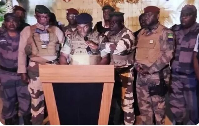 Gabonese coup plotters on TV