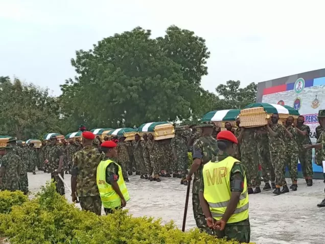 The remains of 20 of the military officers killed in action during recent crash of Air Force helicopter in Niger State being buried  in Abuja