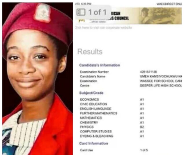 UTME's best candidate Kamsiyochukwu clears SSSCE with eight A1 - P.M. News