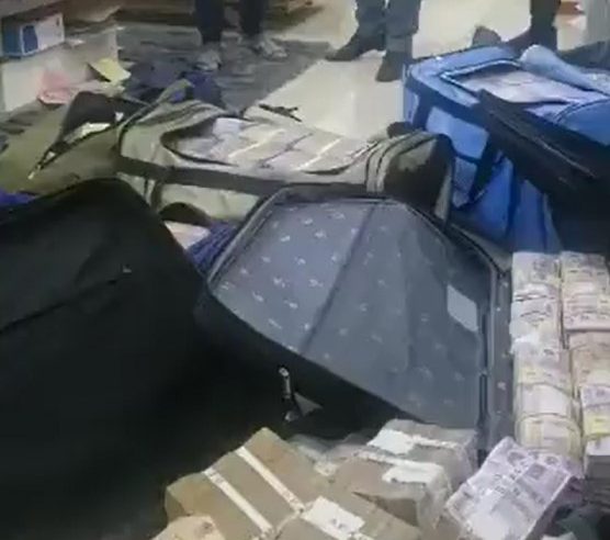 Bags full of various hard currencies recovered at the residence of ousted President Ali Bongo’s son’s Chief of Staff by the military