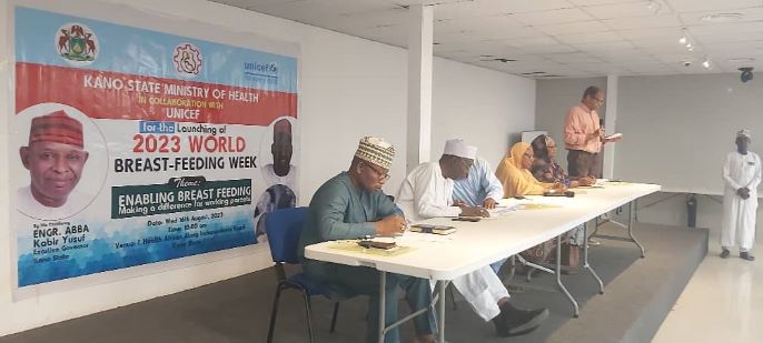 Participants at the flag off of 2023 World Breastfeeding Week, held at E-Clinic, Dakata Road, Kano.