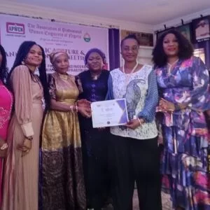 L-R: Mrs Mary Afolayan, former Lagos Chapter Chairman, Association of Professional Women Engineers of Nigeria (APWEN); Mrs Roseline Madaki, former chairman, Lagos Island Branch of the Nigerian Society of Engineers; a member of APWEN, Mrs Modinat Sowemimo; Guest speaker and past APWEN President, Mrs Olayinka Abdul and newly elected APWEN Lagos Chapter Chairman, Mrs Atinuke Owolabi during the association’s public lecture and 2023 Annual General Meeting on Saturday in Lagos.