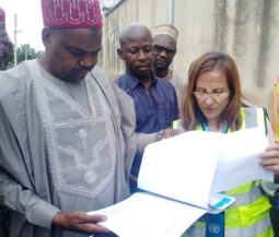 Kano Commissioner for Health, Abubakar Yusuf and Eleana of UNICEF inspecting documents for the  world- class pharma grade warehouse