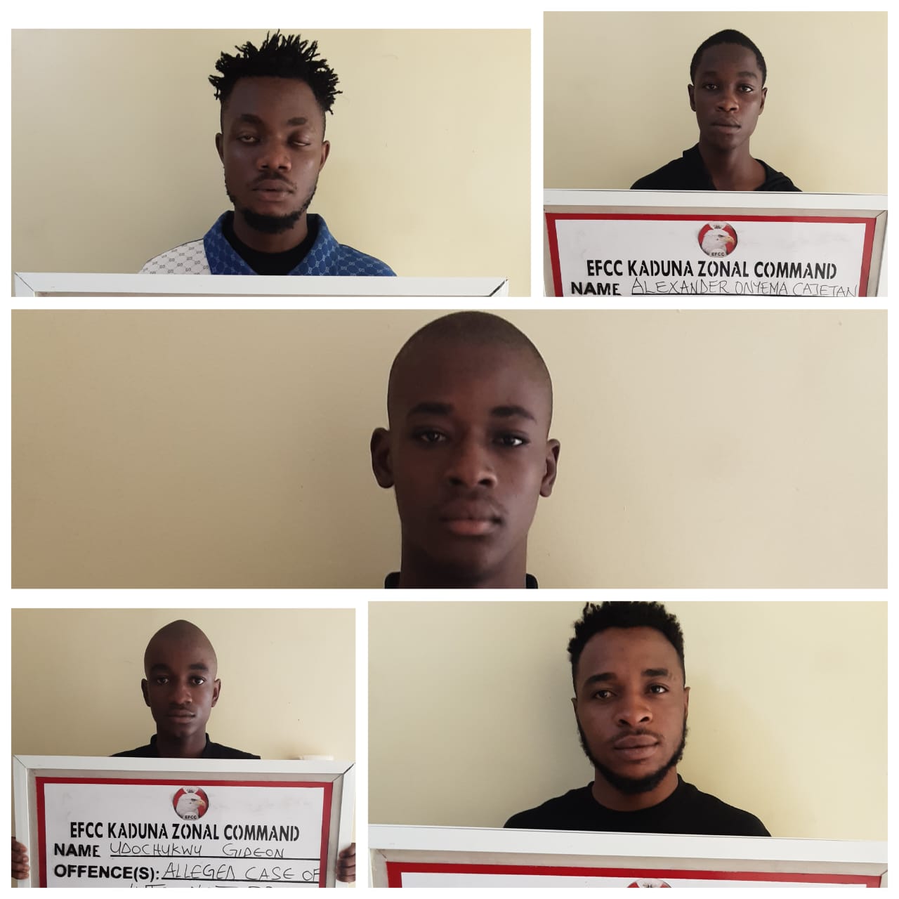 Jonathan Oluwasegun, 4 others sent to jail in Kaduna for internet fraud