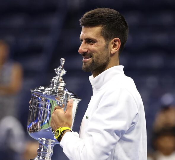 Novak Djokovic with his fourth US Open trophy