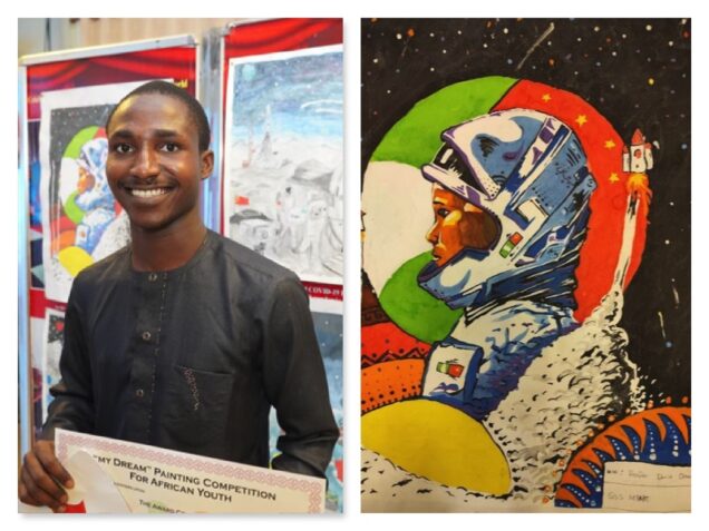 Prosper Peter Dania and his Space-bound artwork courtesy of China