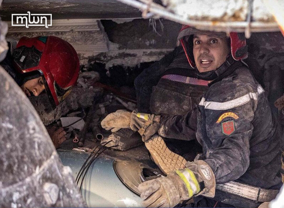 Morocco's Rescue workers look for survivors of the earthquake under collapsed buildings