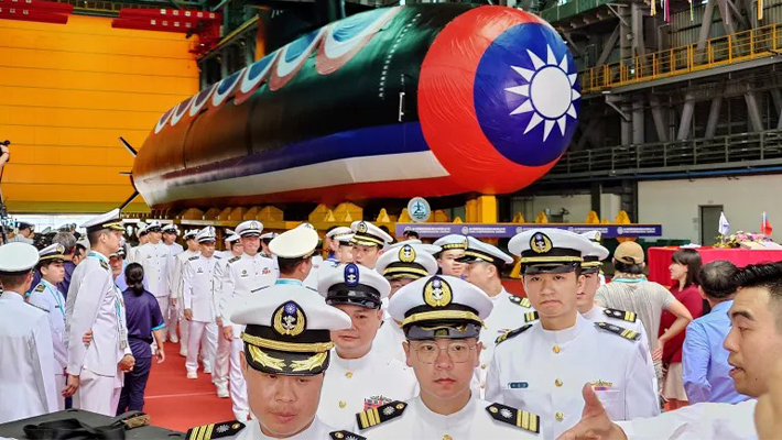 Taiwan launches first domestically built submarine