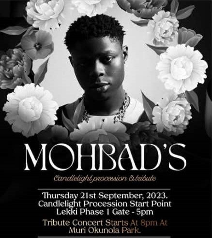 Mohbad's candlelight procession and tribute concert to hold on Thursday, September 21, 2023