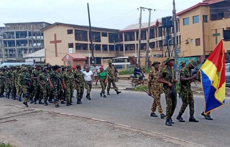The military and others during the walk