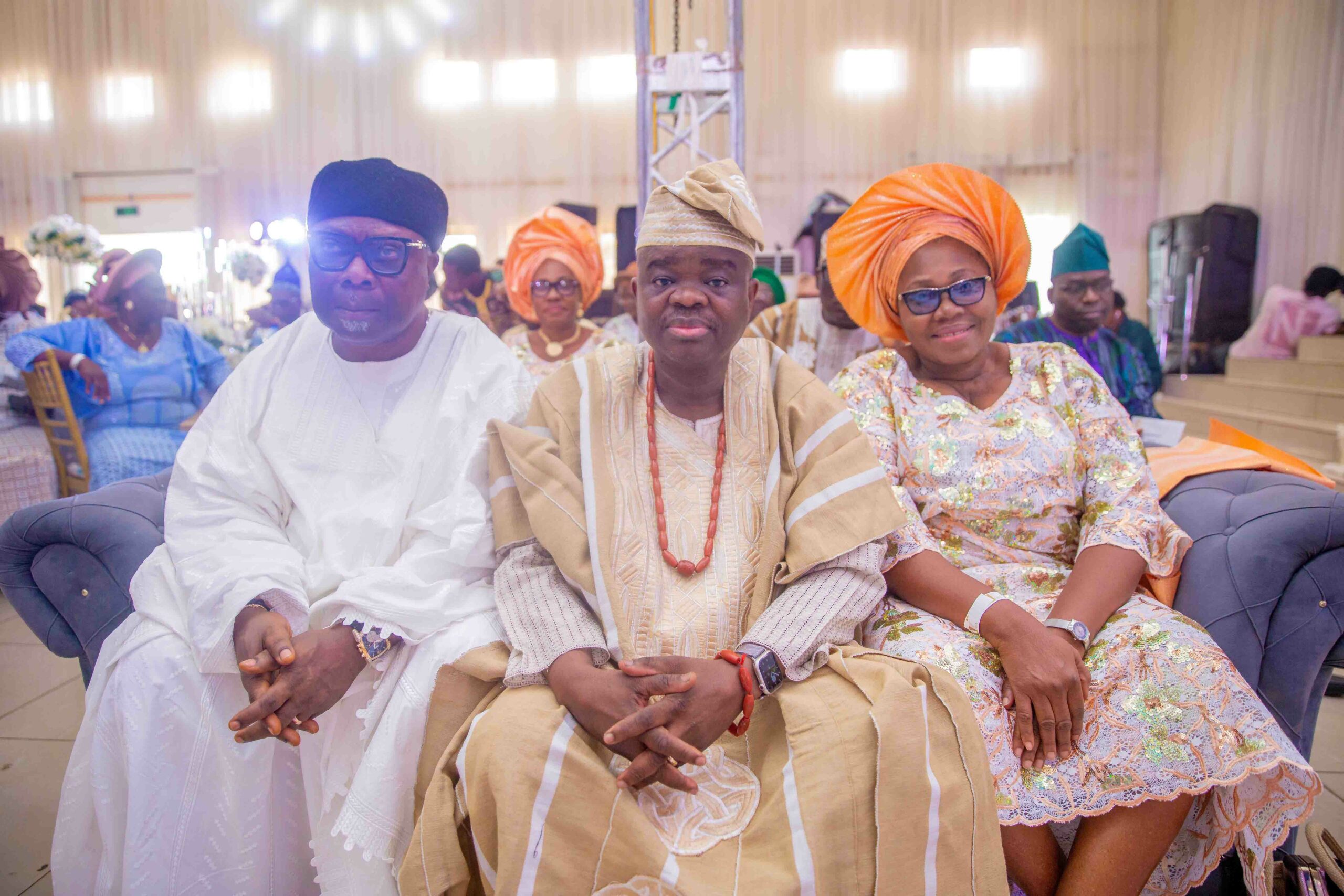 Chairman of the event, Senator Iyiola Omisore (left) and Prof. and Mrs Babawale at the event