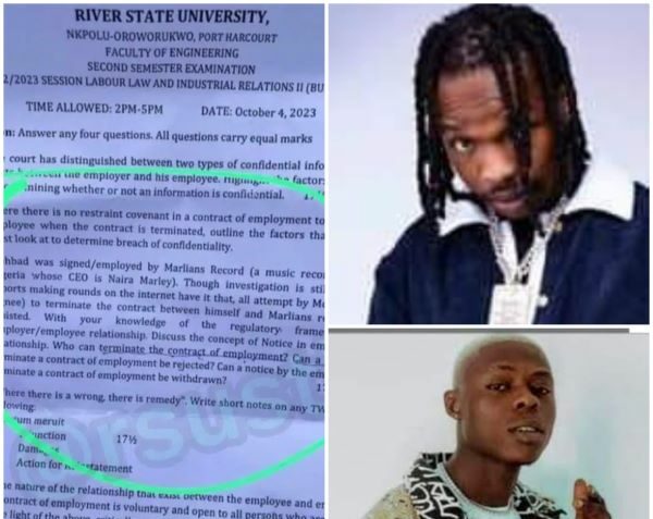 The ordeal of late Mohbad as an artiste under the label owned by Naira Marley features as exam question of Rivers State University (RSU)