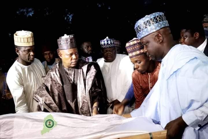 VP Kashim Shettima, 2nd left at the funeral prayer for Professor Umar Shehu