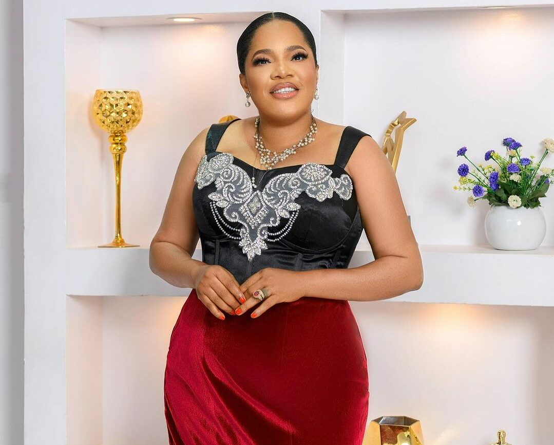 Actress Toyin Abraham speaks on the difficulty faced as she reacts to her  trending tight corset dress (Video)