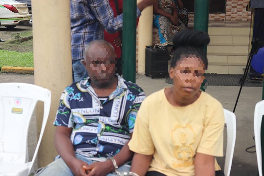 Suspected serial Child trafficker,Happiness Enyinnaya Iheukeumere, aka ‘Dr Hagi”and Ifesinachi Opara paraded by the CP Nwonyi Polycarp Emeka Commissioner of Police Rivers State