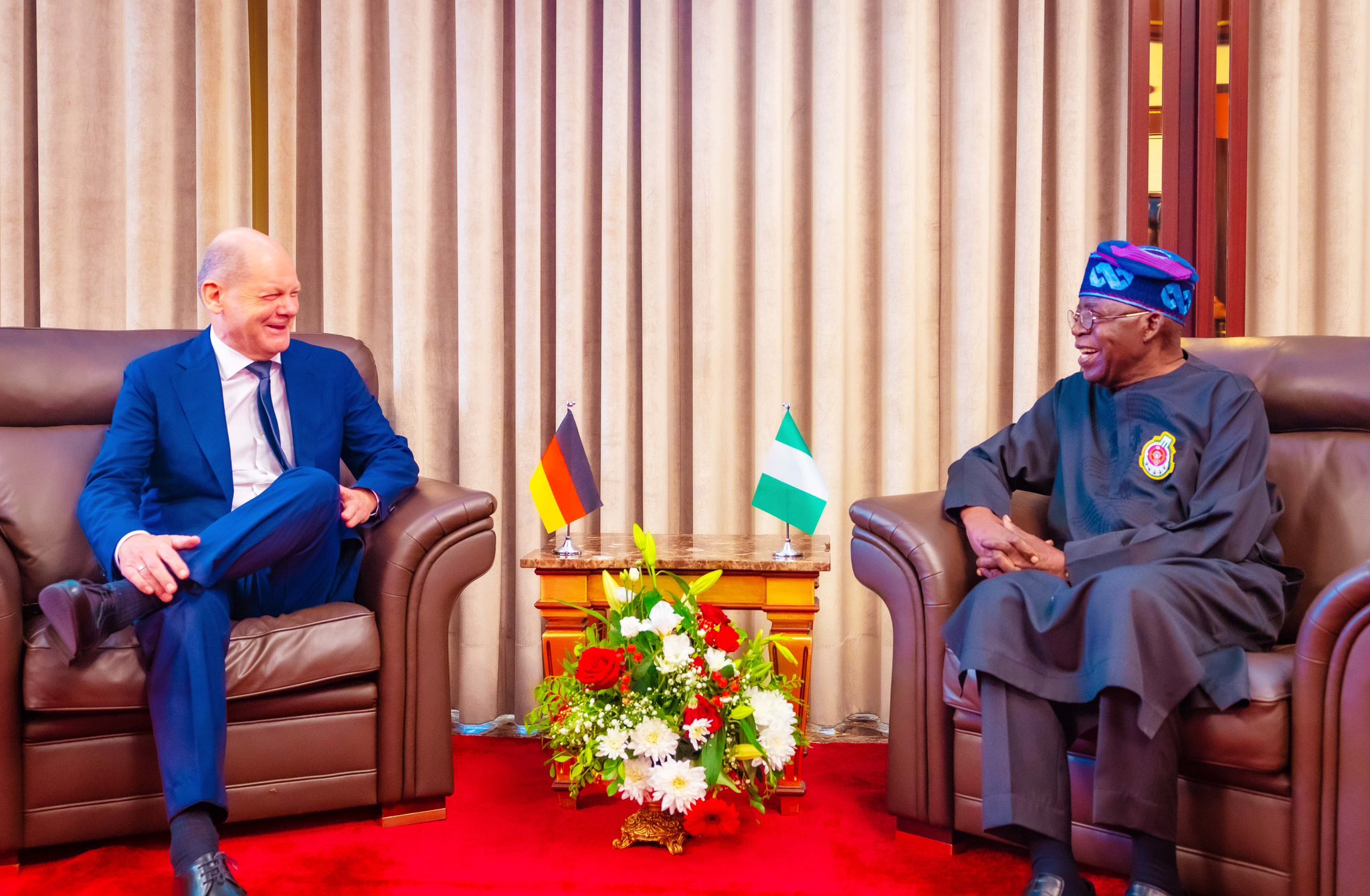 President Bola Tinubu, on Sunday solicits the support of German Chancellor, Olaf Scholz, in combating terrorism in Nigeria.