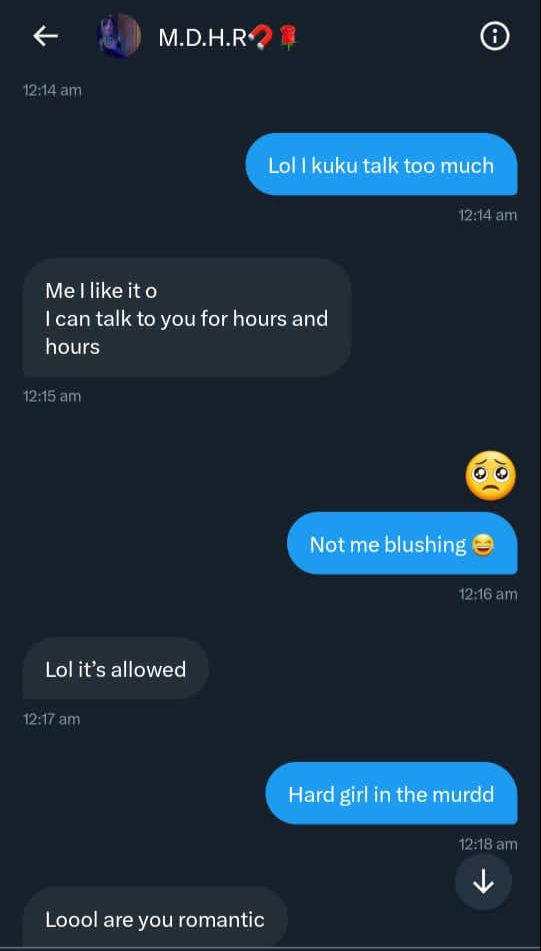 A screenshot of one of Elsa and Odalo’s conversations