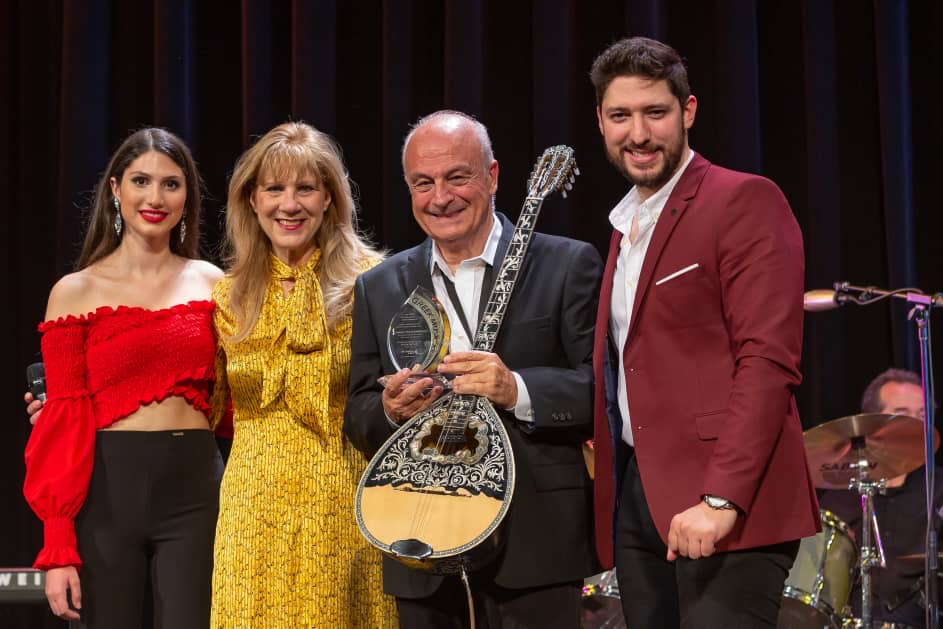 AKTINA’s GMJ 2019. Greek bouzouki legend, Thanasis Polykandriotis honored with “AKTINA’s Distinguished Artist Award.” May 17, 2019, The Kaye Playhouse Theater, NYC.