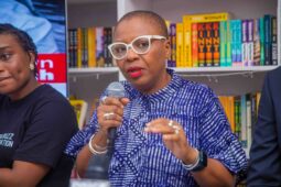 Lola Shoneyin, CEO Quida Bookshop, and Convener, Ake Arts and Book Festival speaking at the press conference Photocredit Ayodele Efunla