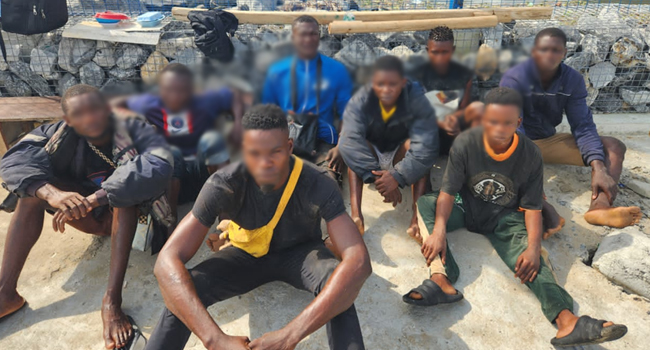 Nigerian Navy patrol team stops eight stowaways from sneaking out of the country onboard a container vessel Natal heading to Abidjan