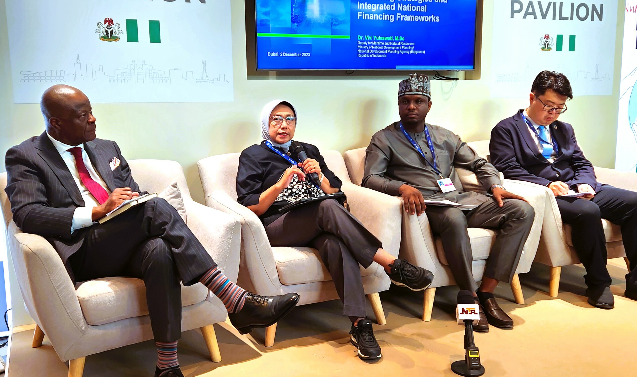 The Panelist: Minister of Finance and Coordinating Minister for the Economy, Mr. Wale Edun, Ms. Vivi Yulaswati, the Deputy Minister on Maritime and Natural Resources/Head of National SDGs Secretariat Ministry of National Development Planning, Ahmad Salihijo of the Rural Electrification Agency of Nigeria and  Mr. Alex Wang, Director Global Committee on social business for SDGs China