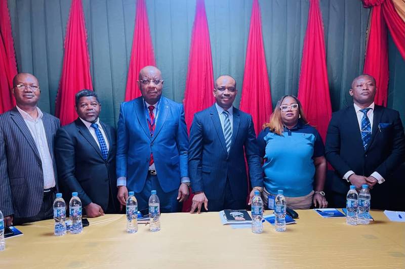 L- R Mr. Silver Ajalaye, Head, Pharma Plants Operations; Mrs Emem Essien, Head, Human Capital Development ; Mr Patrick Ajah, Managing Director/CEO May & Baker Nigeria Plc; Mr Obinna S. Emeribe Head, Pharma Sales & Marketing; Mr Ayodeji Aboderin Executive Director, Finance; Mr Godwin. O. Obiakor, Head, Internal Control & Compliance.