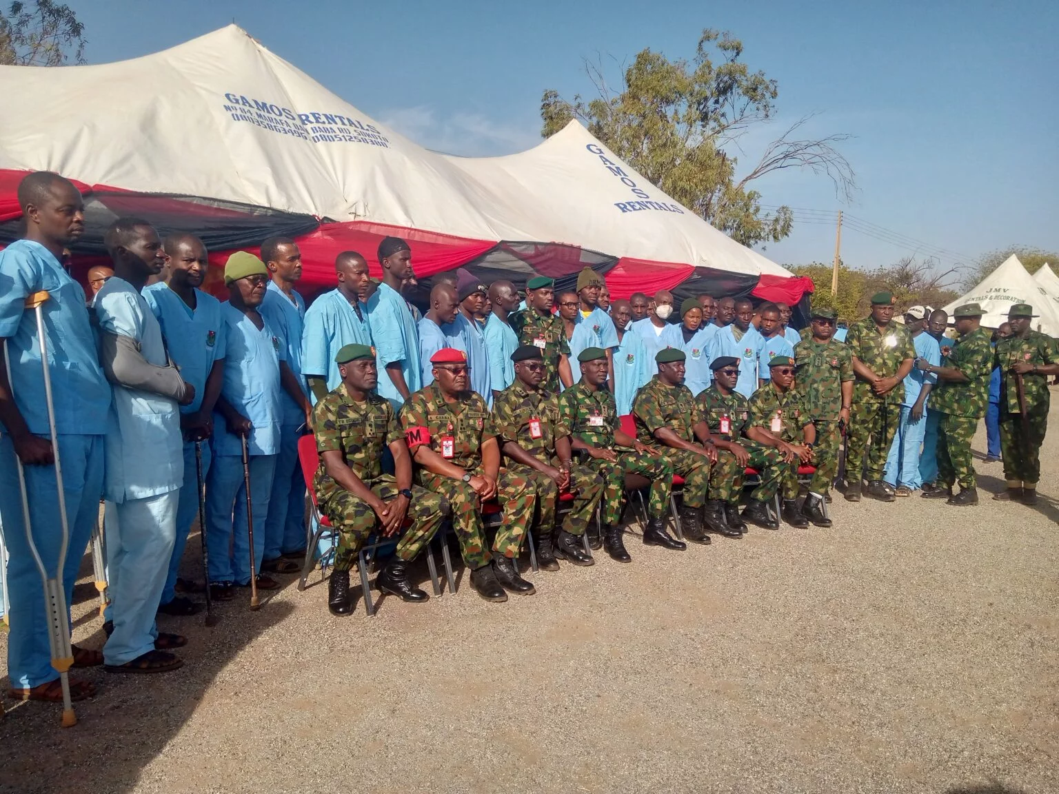 Lt.-Gen. Taoreed Lagbaja with his officers in Sokoto on Monday