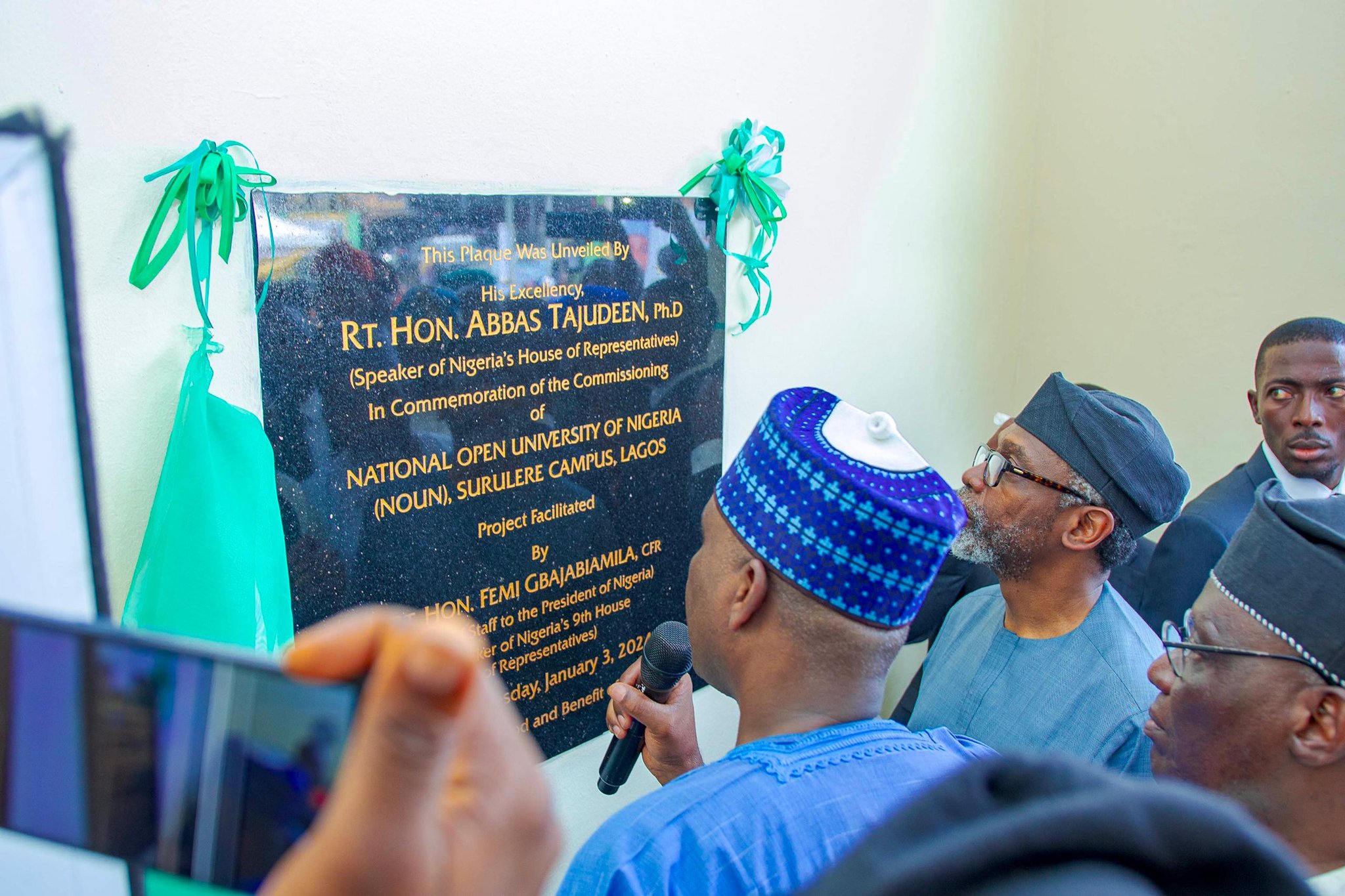 Rep Speaker Abbas Tajudeen commissions the Surulere Study Centre of NOUN, other projects facilitated by Femi Gbajabiamila in Lagos
