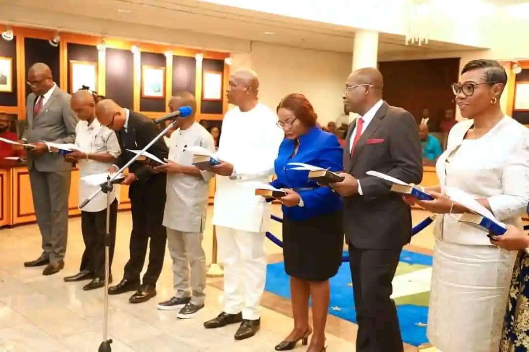 Rivers governor, Siminalayi Fubara swear in 16 Permanent Secretaries, charges them to be the administrative head of their various ministries.