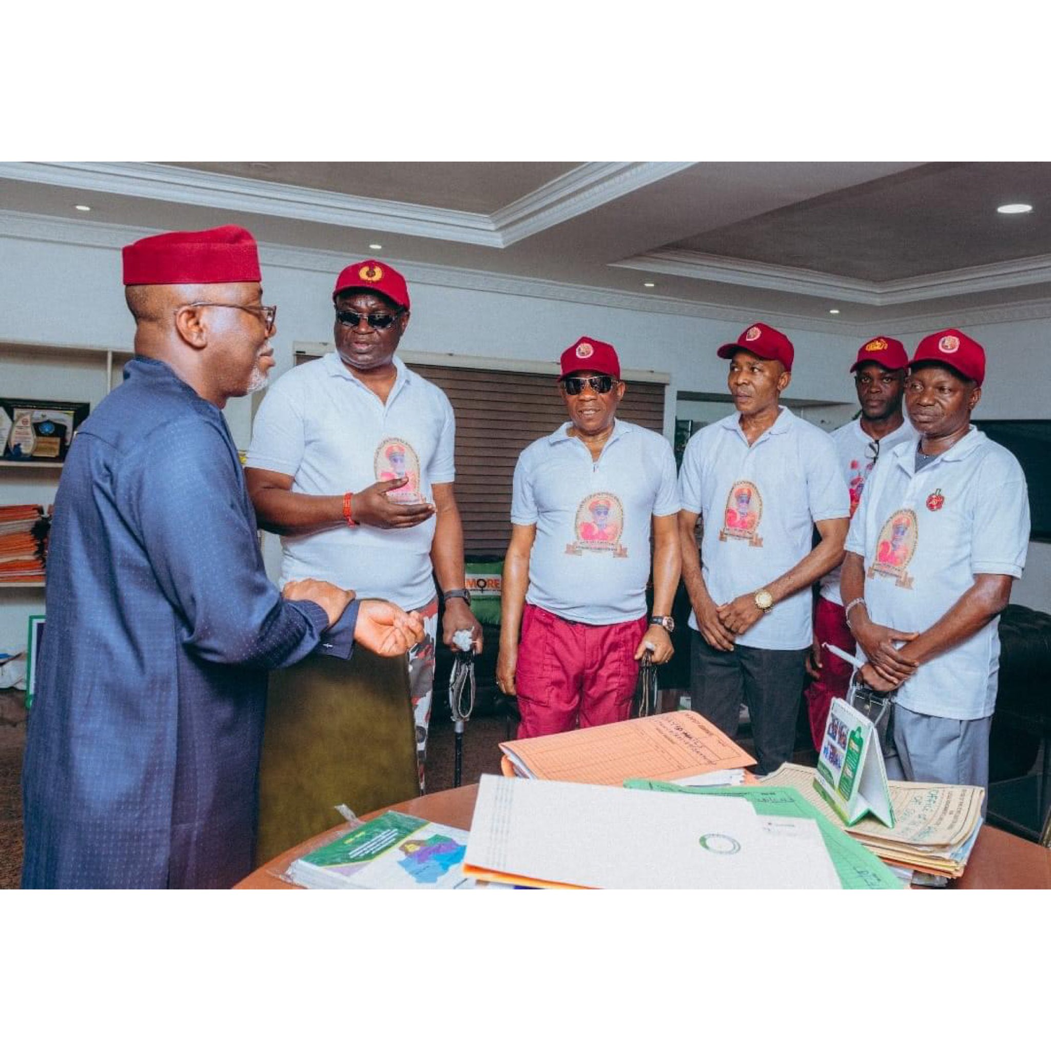 Commanders of Amotekun Corps in five South West walk in Akure, Ondo State capital in honour of late governor Oluwarotimi Akeredolu.