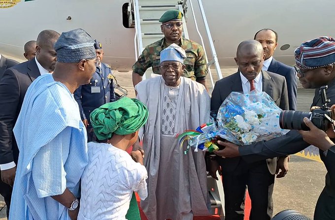 Breaking: Tinubu lands in Lagos for Red Line Rail unveiling