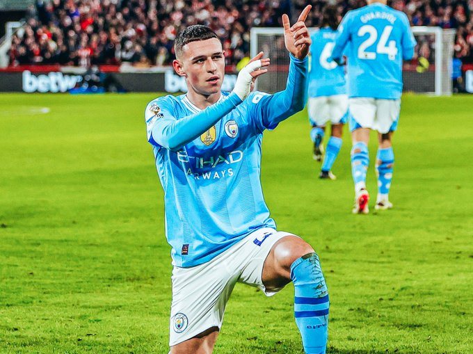 Foden hits hat-trick as Man. City thrash Brentford