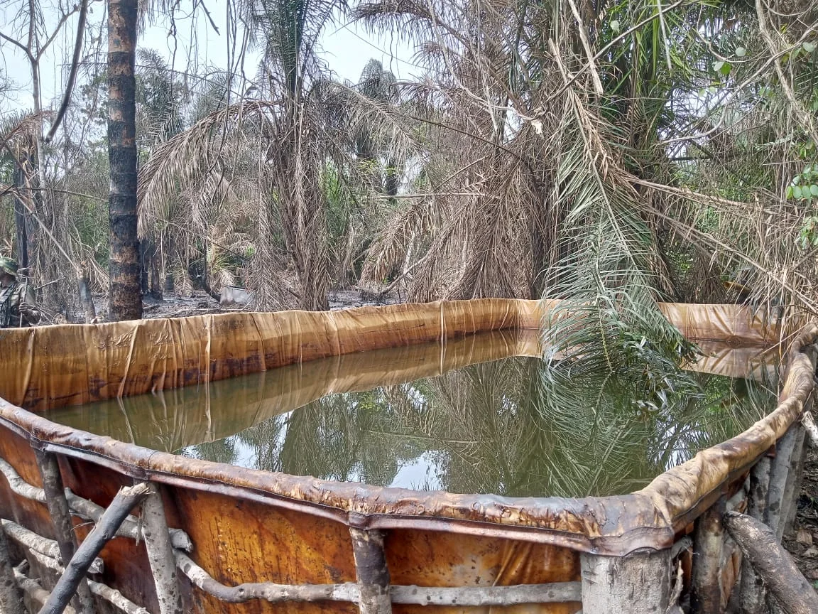Troops of the Nigerian Army have seized about one million litres of crude oil stored in eight large reservoirs following a tip-off about the operation of illegal refineries in a dense forest in the area in Odagwa community of Etche Local Government Area of Rivers State.