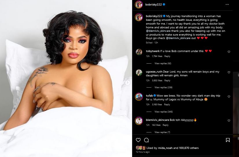 Bobrisky shares evidence of successful transition to womanhood 