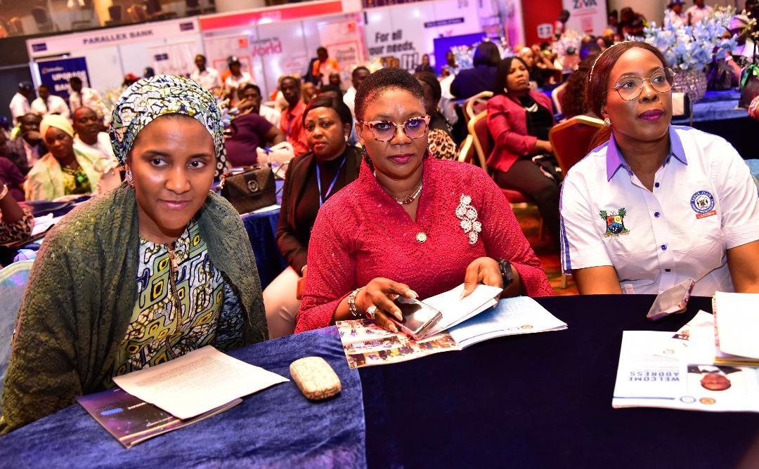 L-R: Group Executive Director, Commercial Operations, Dangote Industries Limited, Fatima Aliko Dangote; Lagos State Permanent Secretary, Public Service Office, Office of the Head of Service, Sunkanmi Oyegbola; and Lagos State Commissioner for Commerce, Cooperative, Trade and Investment, Folashade Ambrose-Medebem, at a One-day Conference and Exhibition to commemorate World Consumer Rights Day 2024 organized by LASCOPA, sponsored by Dangote Industries Limited, in Lagos on Friday, March 15, 2024