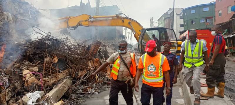 LASEMA says six buildings collapsed, while 16 others were seriously impacted in the inferno that engulfed Dosunmu Market on Lagos Island