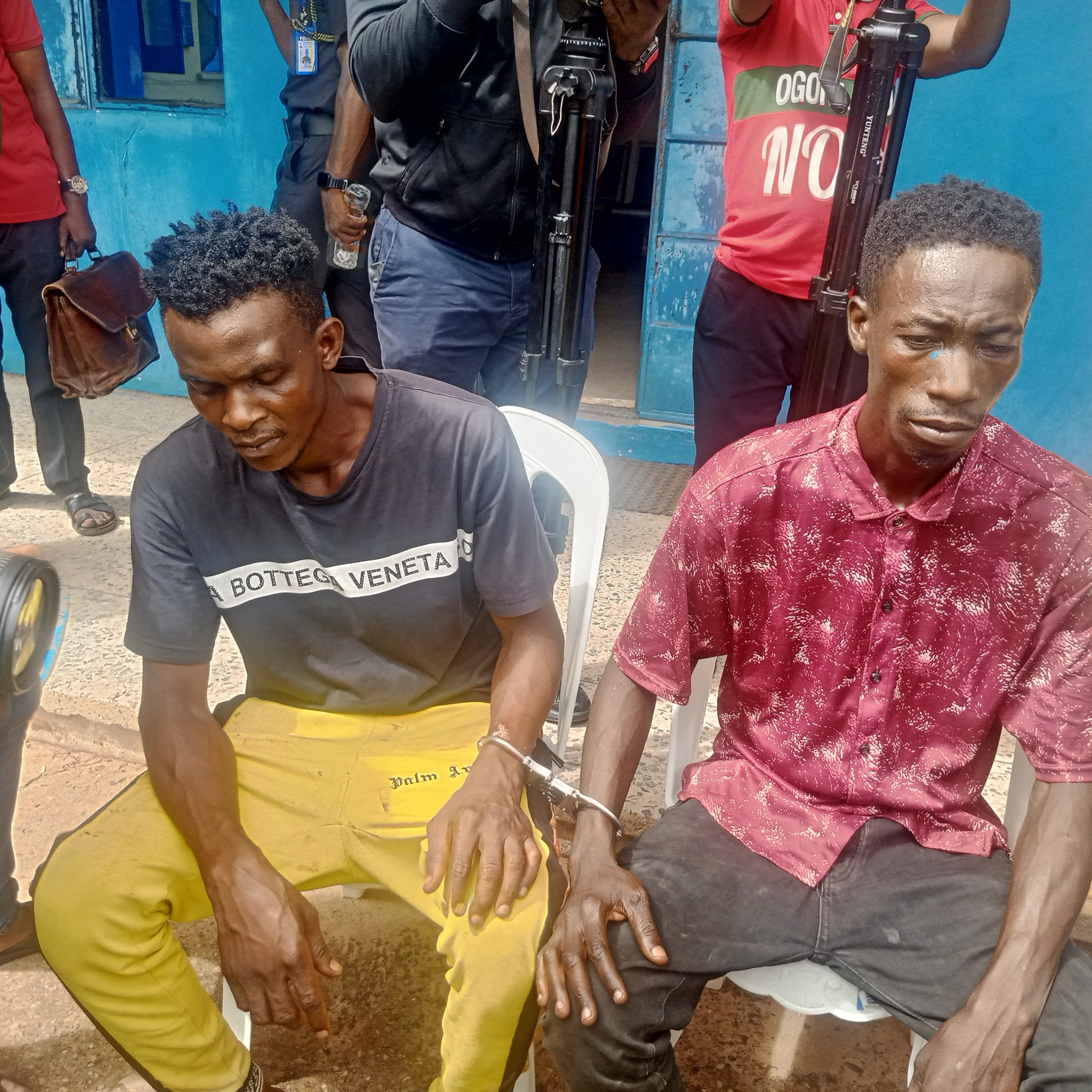 Police arrest two suspects robbing members of a Deeper Life Church and kidnapping the Pastor during service in Benin, Edo State