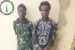 Two Boko Haram bomb makers, Abubakar Mohammed and Bana Modu, surrender to troops of the Multinational Joint Task Force in Borno State