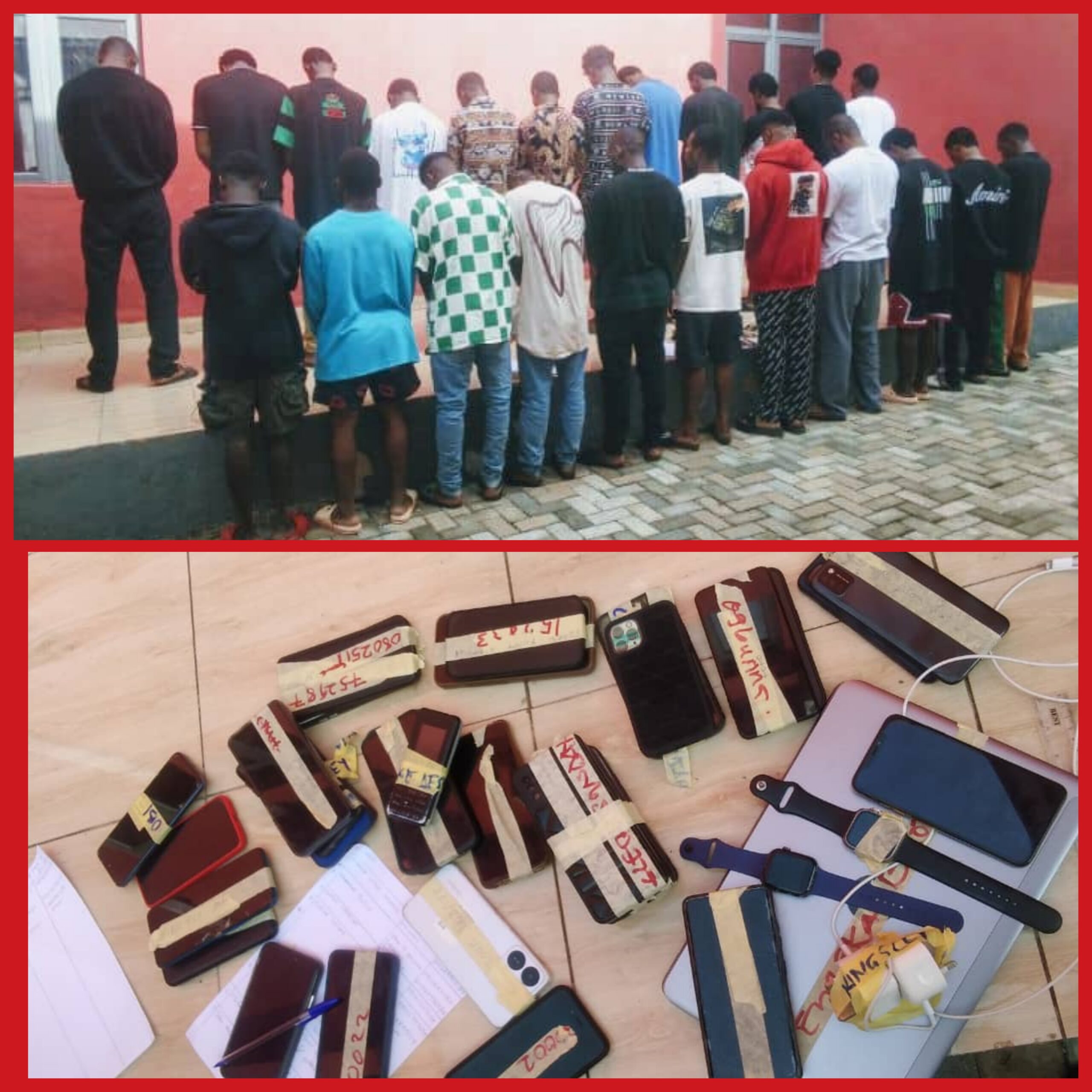 EFCC operatives arrest 23 suspected internet fraudsters in Abakaliki, Ebonyi State capital early Thursday morning