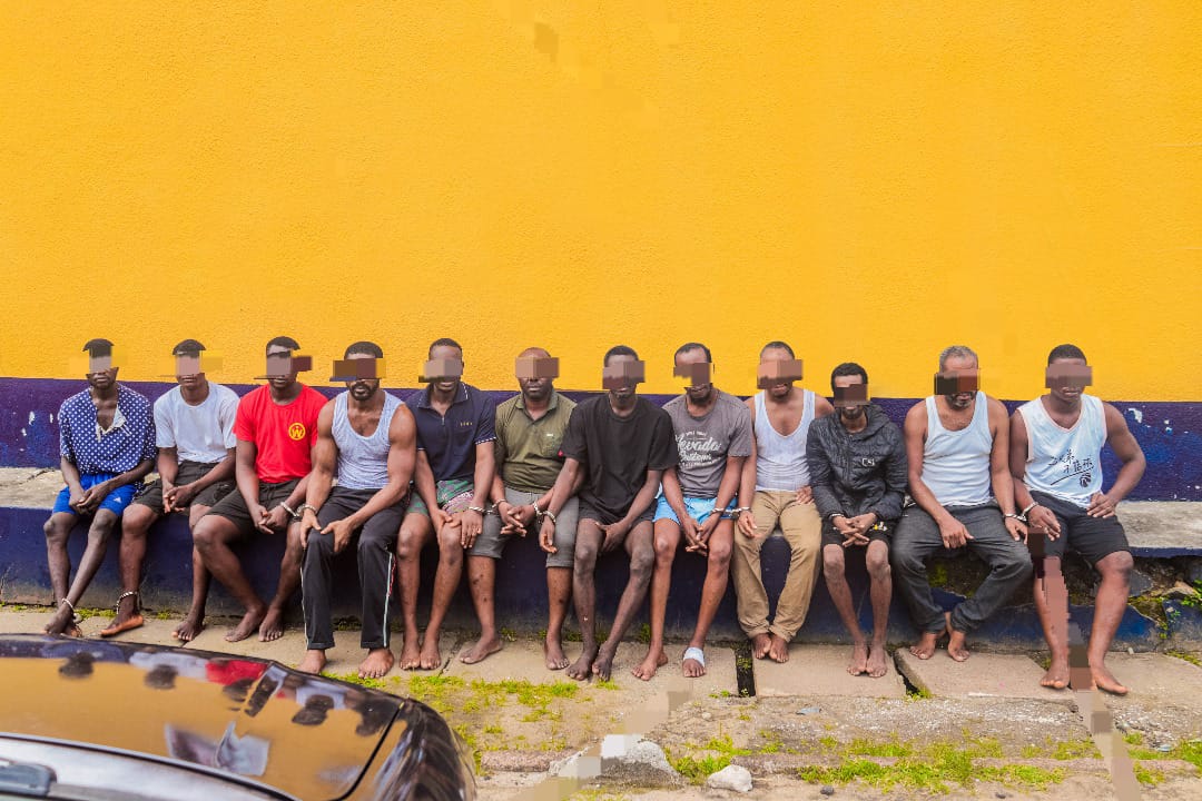 Police bust 13-man criminal gang that specializes in robbery, hijacking and diversion of trailers loaded with goods led by soldiers in Rivers