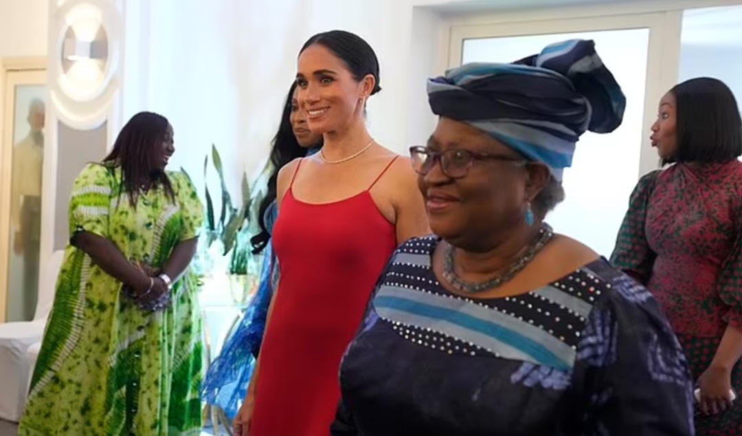 Okonjo-Iweala (right) and the Duchess of Sussex, Meghan Markle
