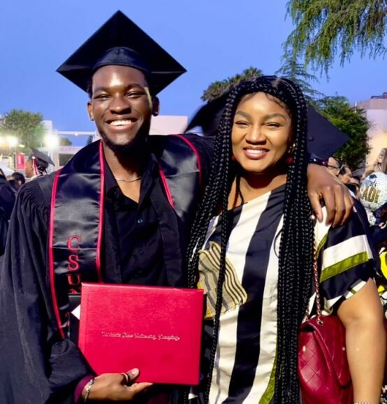 Omotola Jalade emotional as son graduates from California university