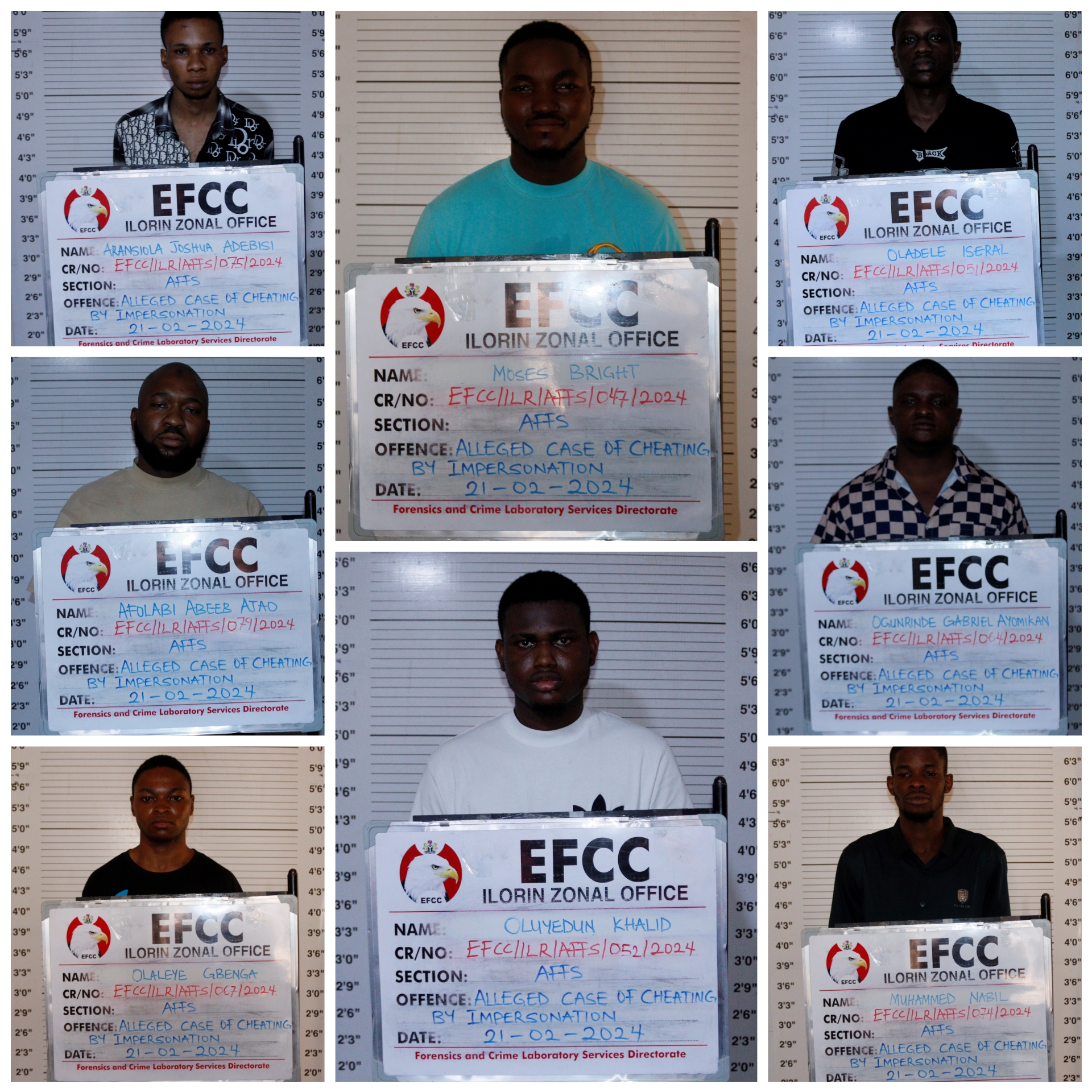 Courts sentence 10 internet fraud suspects arrested in Kwara State, by EFCC to various jail terms after they pleaded guilty to the crime