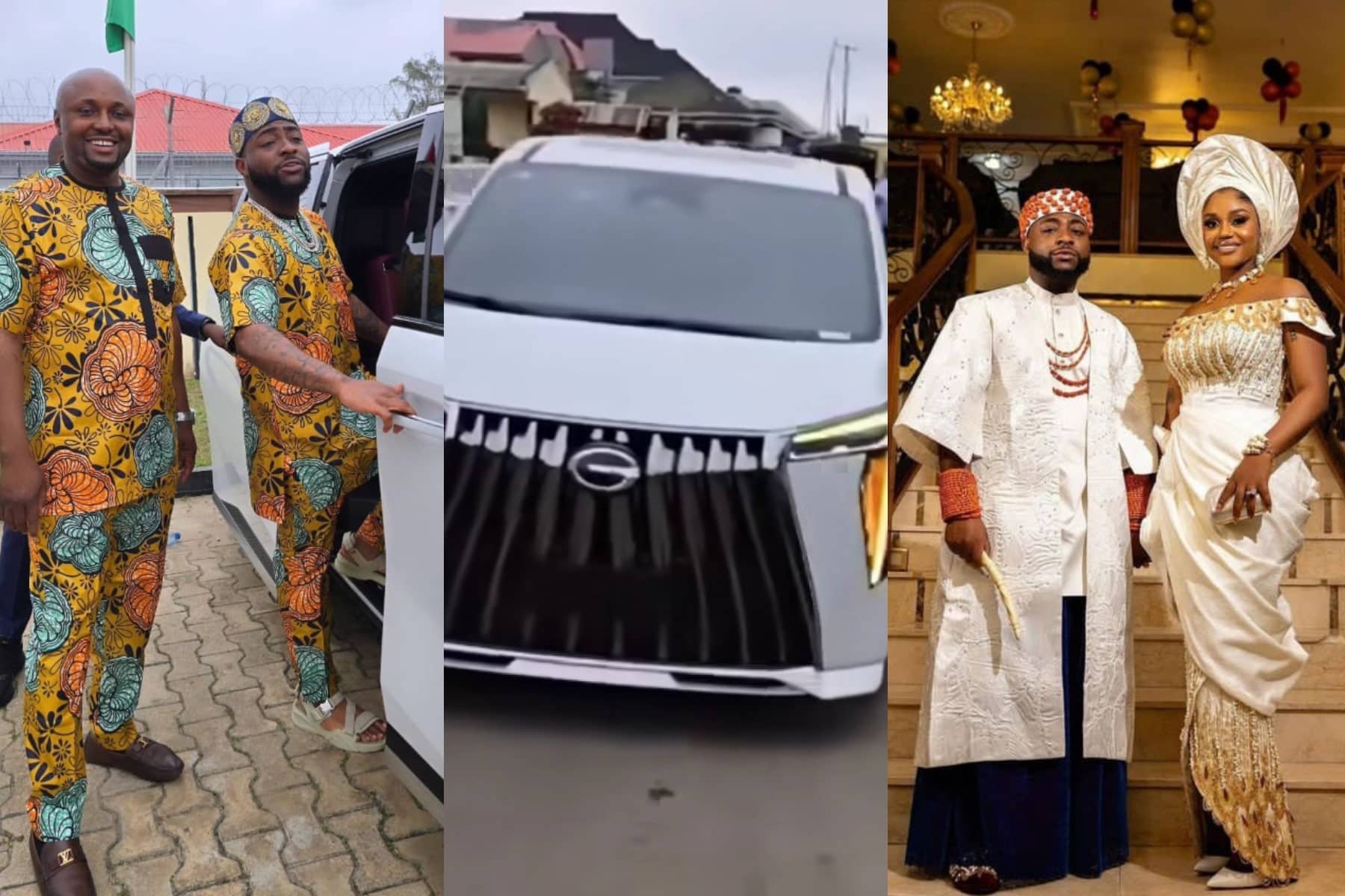 Fans reacts as Davido storms Osun state with Chioma's SUV wedding gift