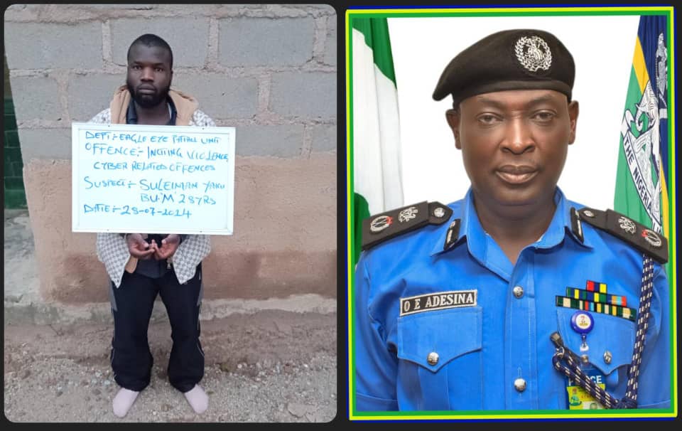 Police arrest Suleiman Yakubu over a tik tok video stimulating how to unleash violence in Plateau State during the nationwide protest