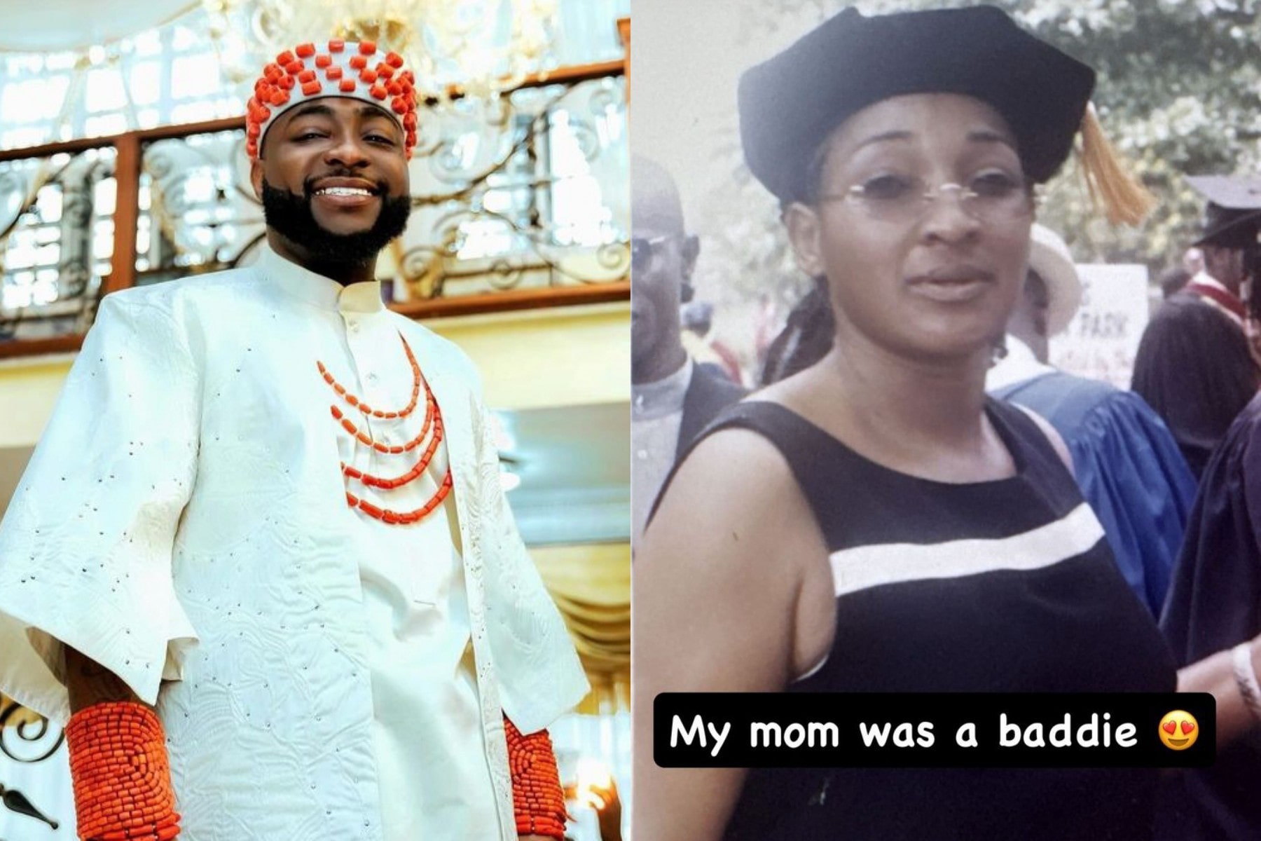 “My mother was a baddie” Davido remembers late mother with photo