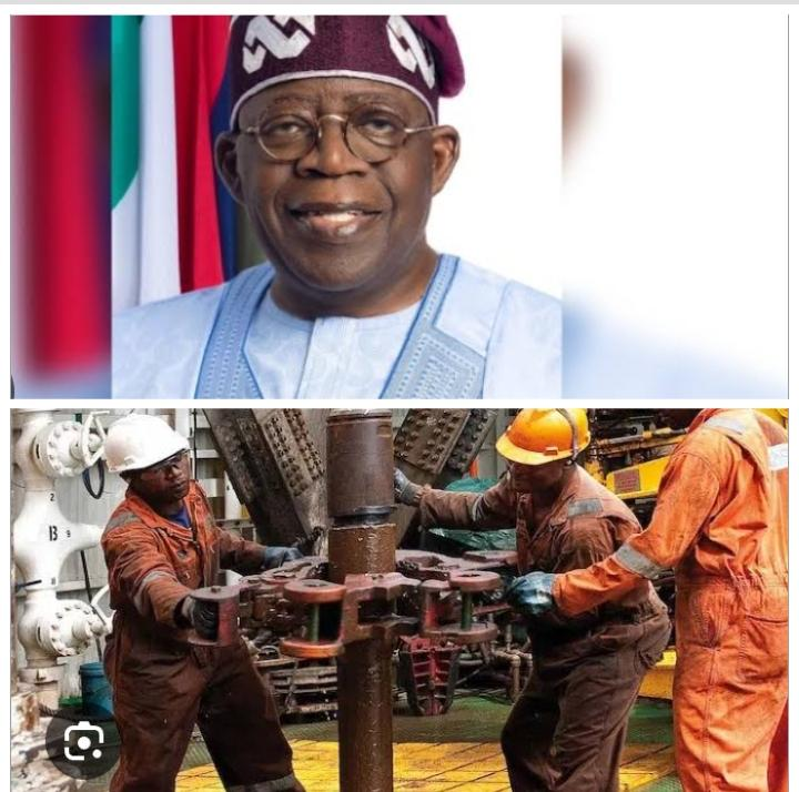 President Bola Tinubu, top, crude oil exploration in Nigeria
