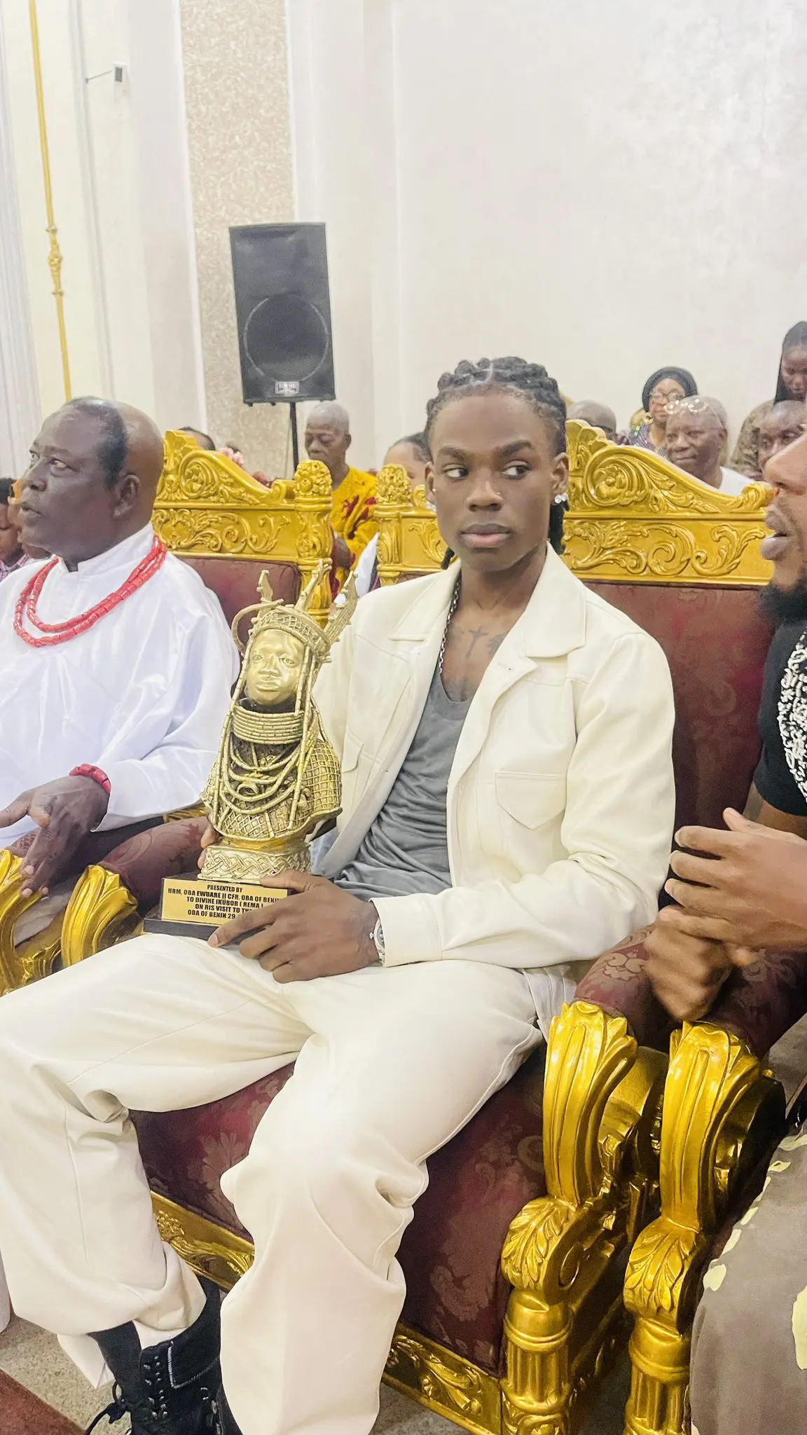 Oba of Benin gifts royal plaque to Rema