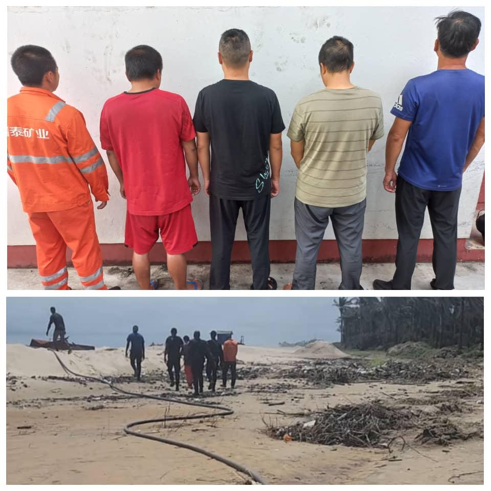 EFCC operatives arrest five Chinese men for alleged involvement in illegal mining at Ndito-Eka-Iba village, Ibieno LGA of Akwa Ibom State.
