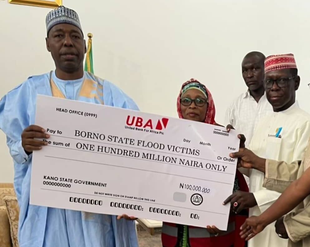 Kano Government donates N100 million to support victims of the recent floods that ravaged some parts of Borno State.